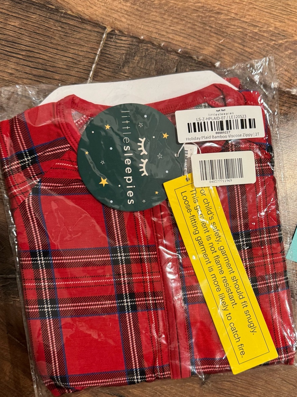 Little Sleepies Red Plaid Bamboo Zippered Pajama Set